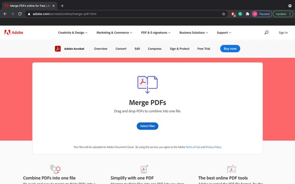 Adobe Merge PDF
