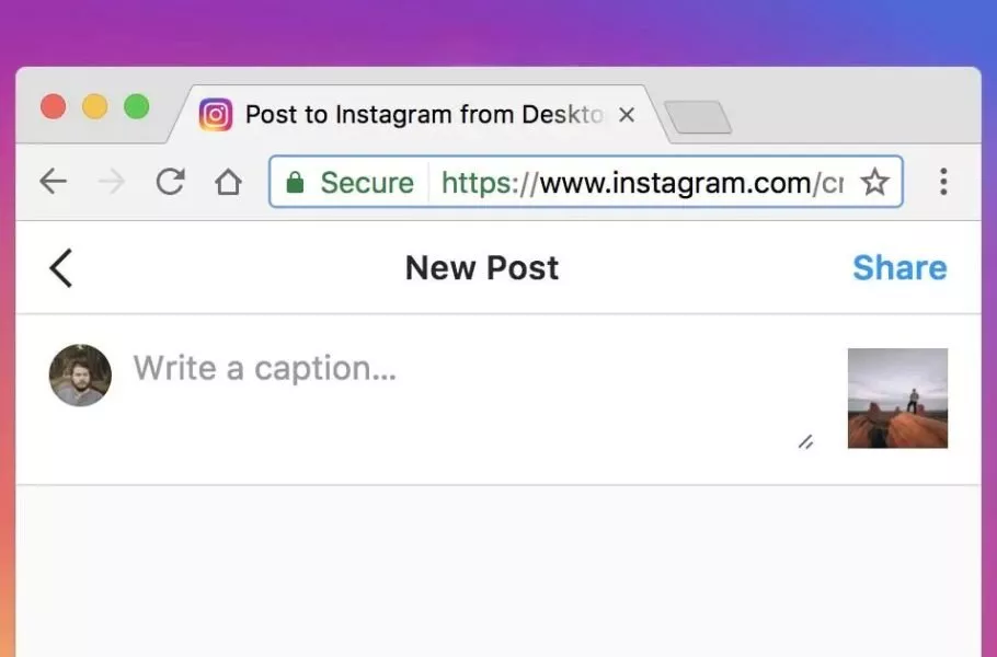 پست گذاشتن در اینستاگرام با کامپیوتر