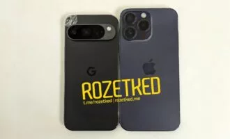 تصویر گوگل پیکسل 9 پرو در کنار آیفون 15 پرو مکس