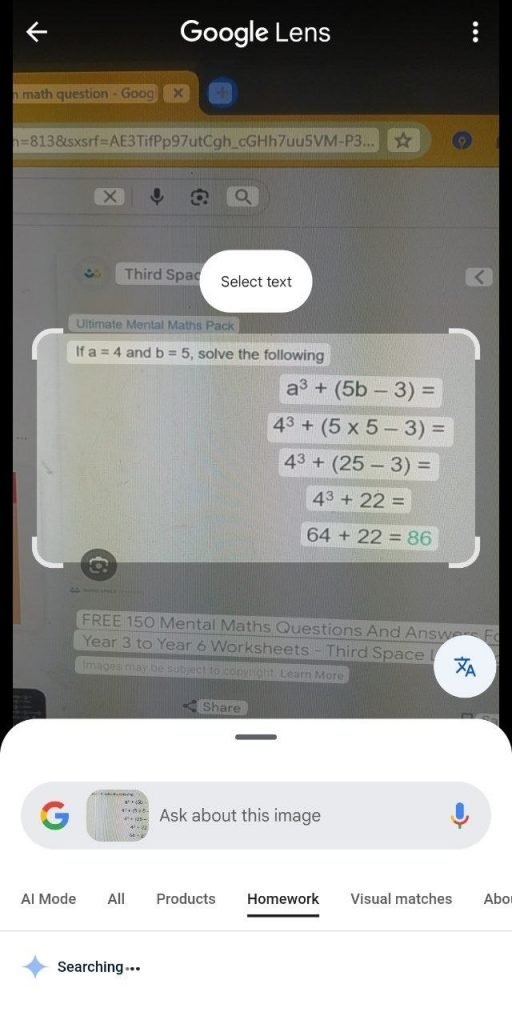 آموزش حل مسئله ریاضی با گوگل لنز