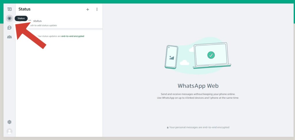 نمایش وضعیت در واتساپ وب