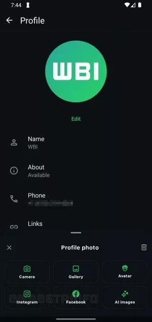 قابلیت وارد کردن عکس پروفایل از فیسبوک و اینستاگرام به واتساپ
