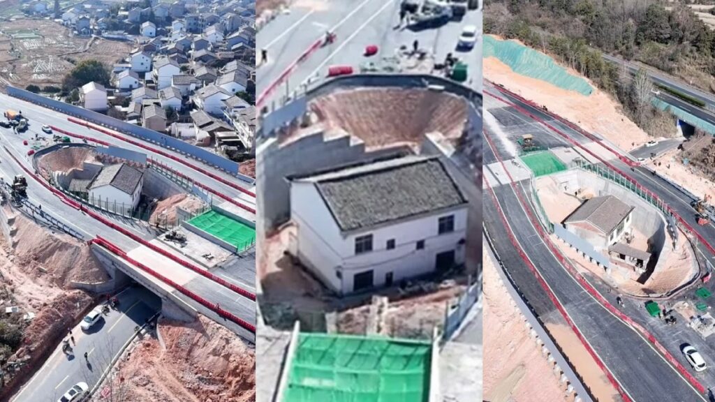 لجبازی مرد چینی خانه‌اش را در محاصره بزرگراه قرار داد
