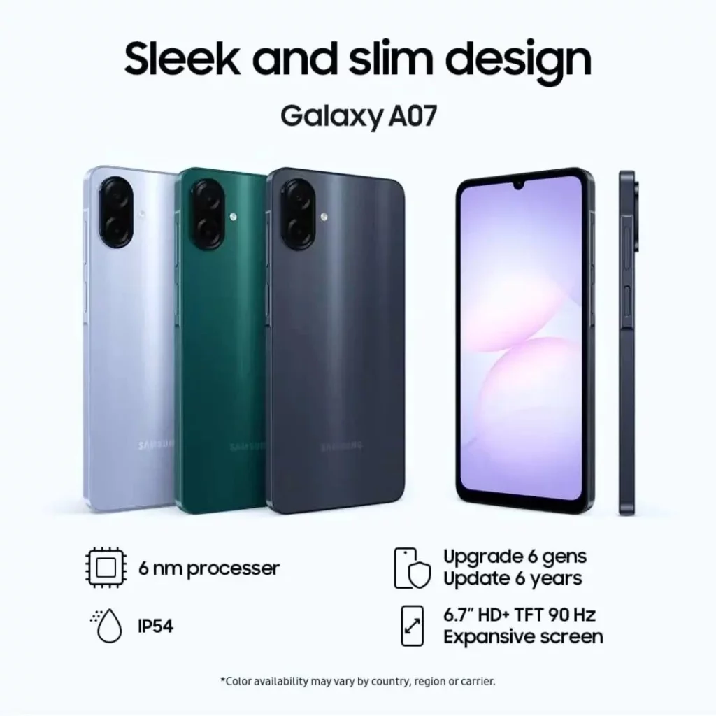 مشخصات کامل گلکسی A07 4G سامسونگ