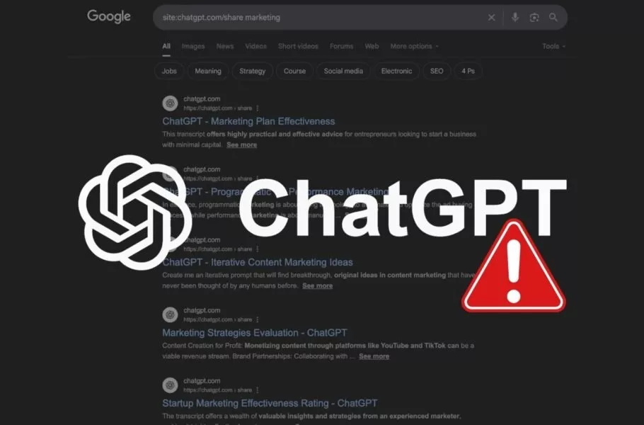 ایندکسشدن مکالمات ChatGPT کاربران در گوگل