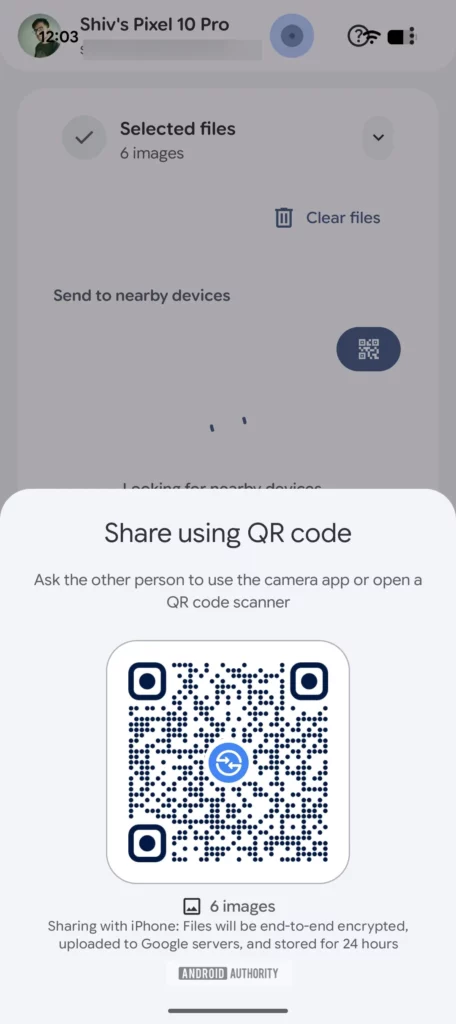 اتصال به اینترنت برای استفاده از Quick Share در آیفون