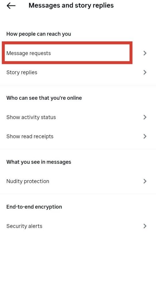 آموزش تنظیمات درخواست پیام اینستا