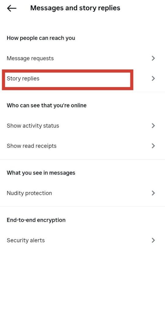 غیرفعال کردن ریپلای استوری