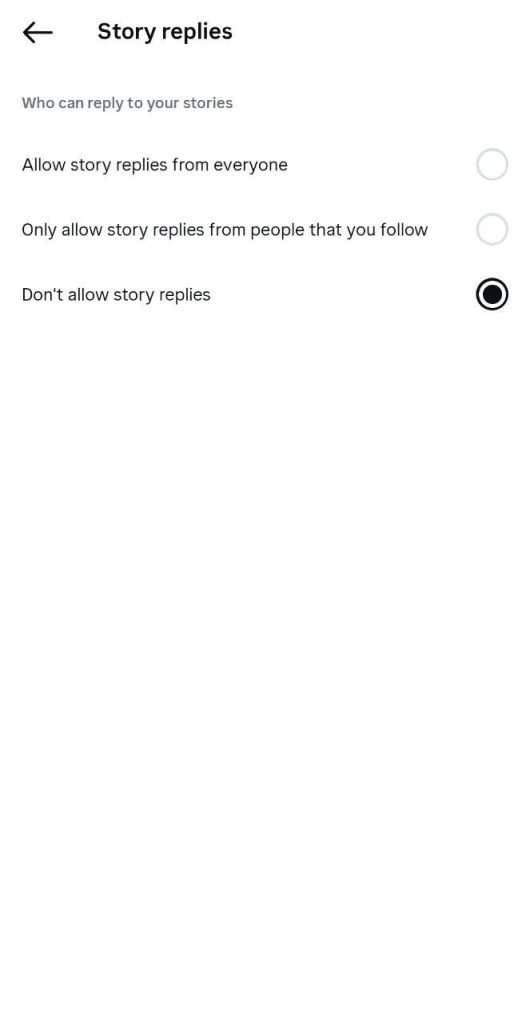 غیرفعال کردن پاسخ استوری