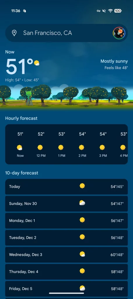 خداحافظی با اپلیکیشن Weather گوگل