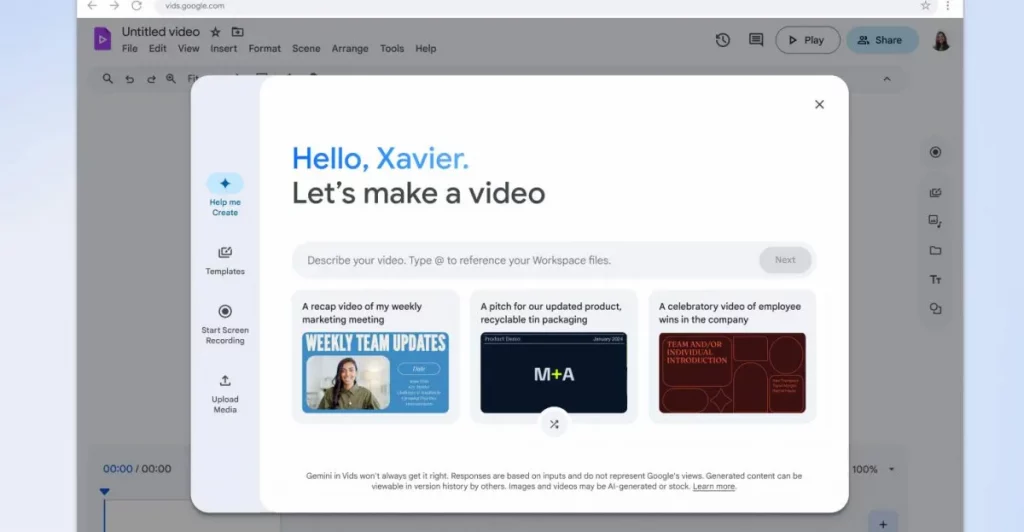 فعال شدن ویژگی‌های جمینای در Google Vids برای کاربران رایگان