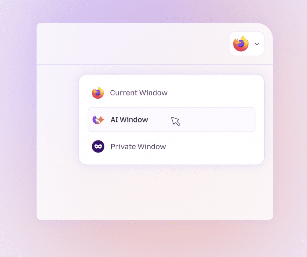 پنجره هوش مصنوعی فایرفاکس