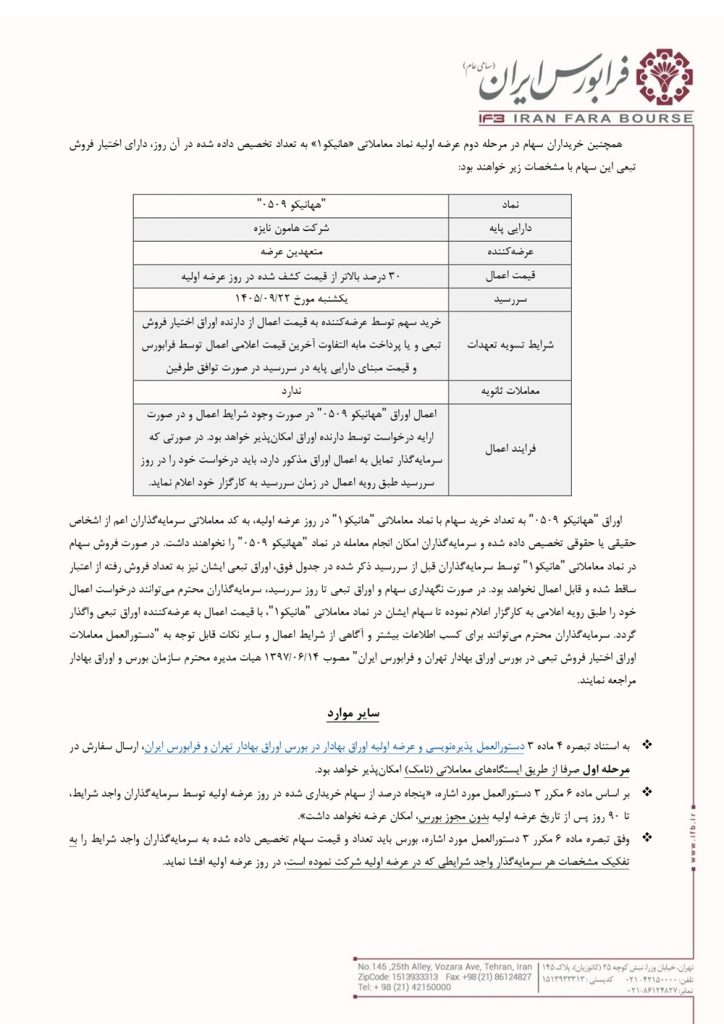 نقدینگی مورد نیاز عرضه اولیه هانیکو چقدر است؟