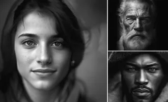 پرامپت پرتره سیاه سفید