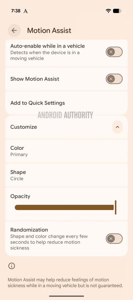 قابلیت Motion Assist در اندروید 17