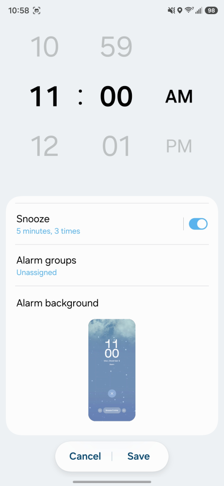 Weather backgrounds for alarms One UI 8.5
