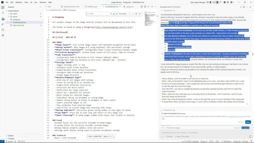 ابراز پشیمانی گوگل AI بعد از حذف تصادفی کل پارتیشن یک کاربر