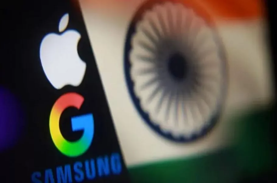 پرچم هند، لوگوی‌های اپل، گوگل و سامسونگ