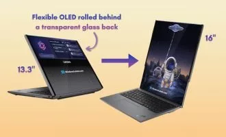 لپ‌تاپ جدید لنوو با نمایشگر رول‌شونده و بدنه شفاف