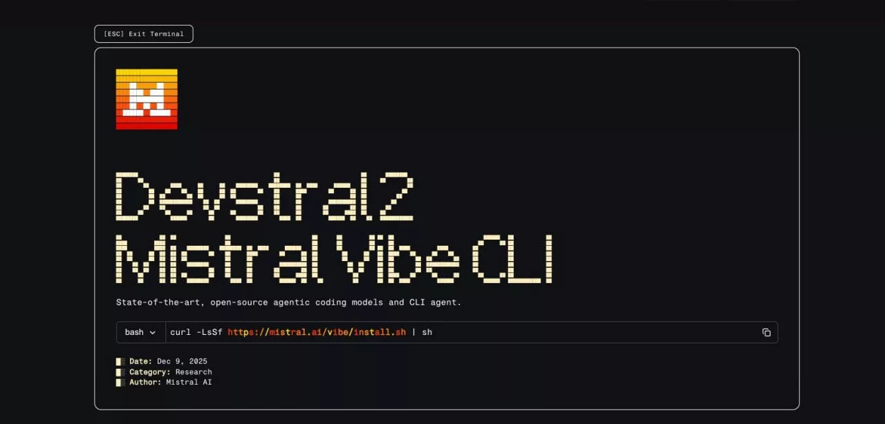 میسترال مدل‌های کدنویسی قدرتمند Devstral 2 و Vibe CLI را معرفی کرد