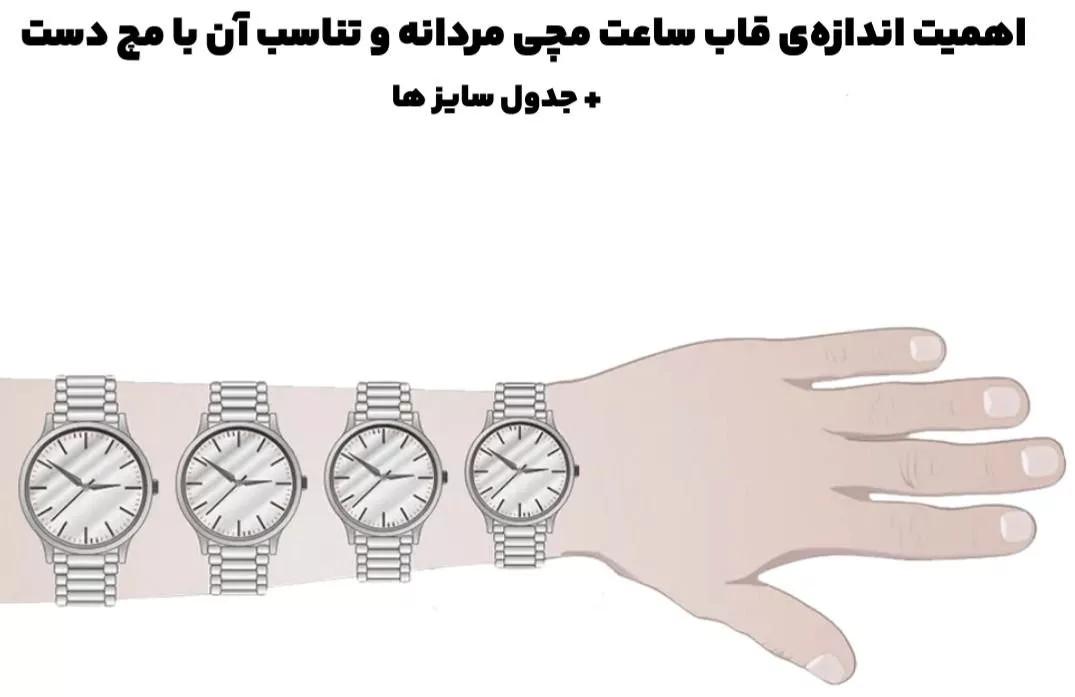 اهمیت اندازه‌ی قاب ساعت مچی مردانه و تناسب آن با مچ دست + جدول سایز ها