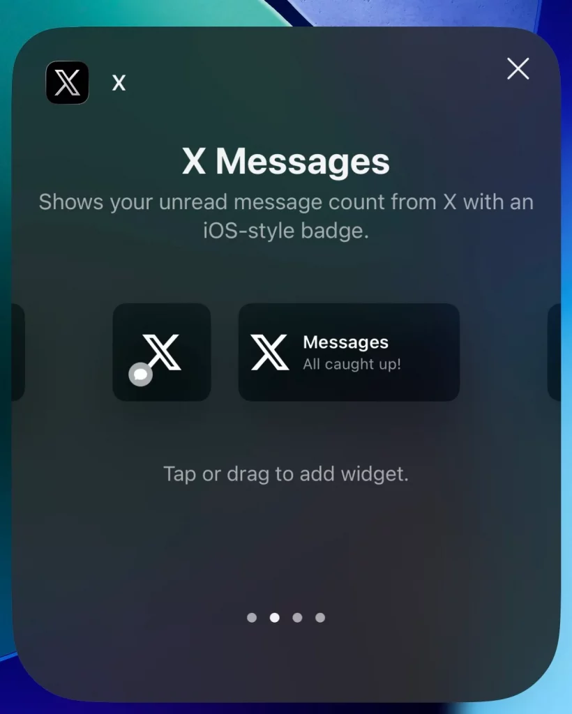 ویجت شبکه اجتماعی ایکس برای آیفون