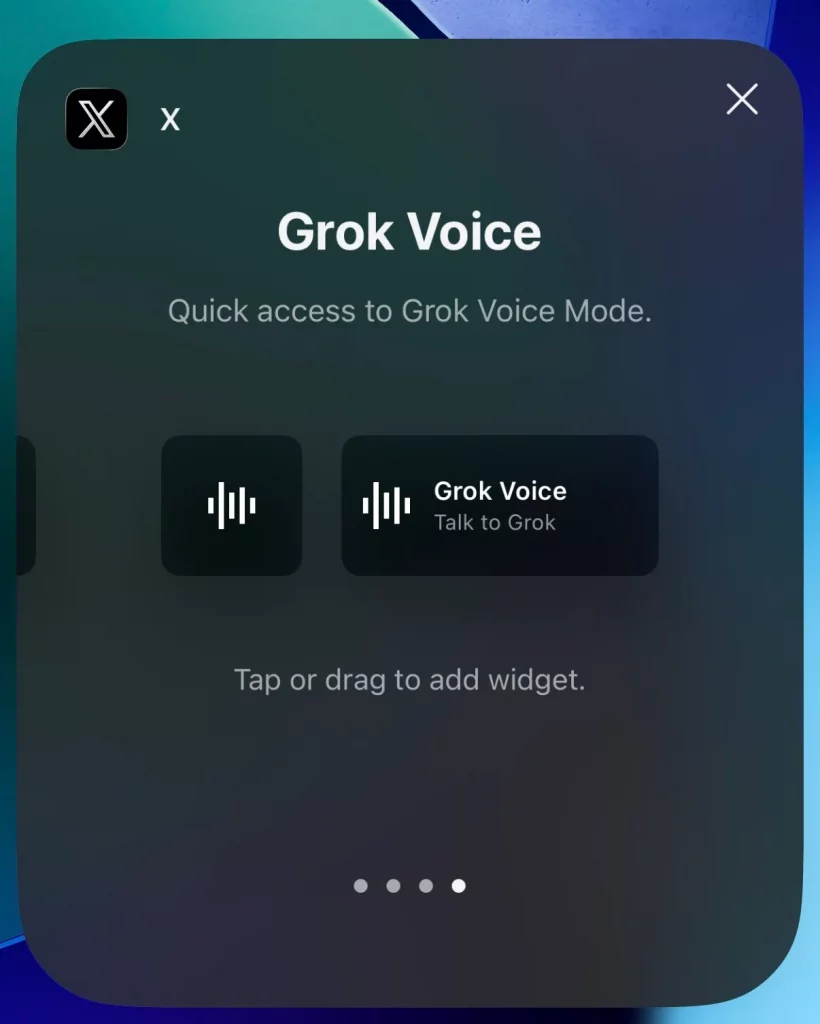 ویجت شبکه اجتماعی ایکس برای آیفون