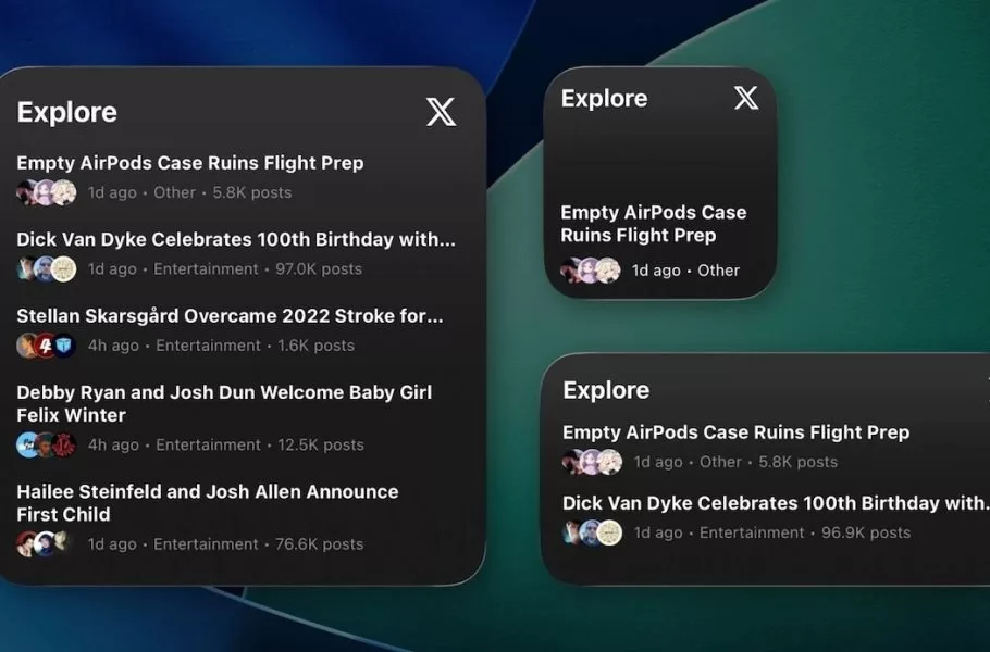 ویجت شبکه اجتماعی ایکس برای آیفون