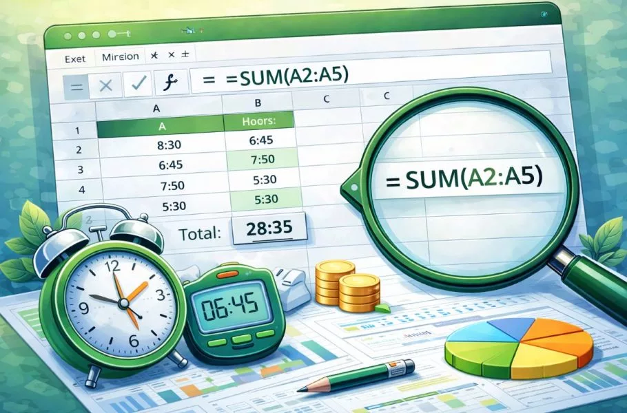 جمع ساعت در اکسل