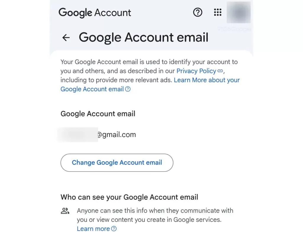 تغییر آدرس جیمیل
