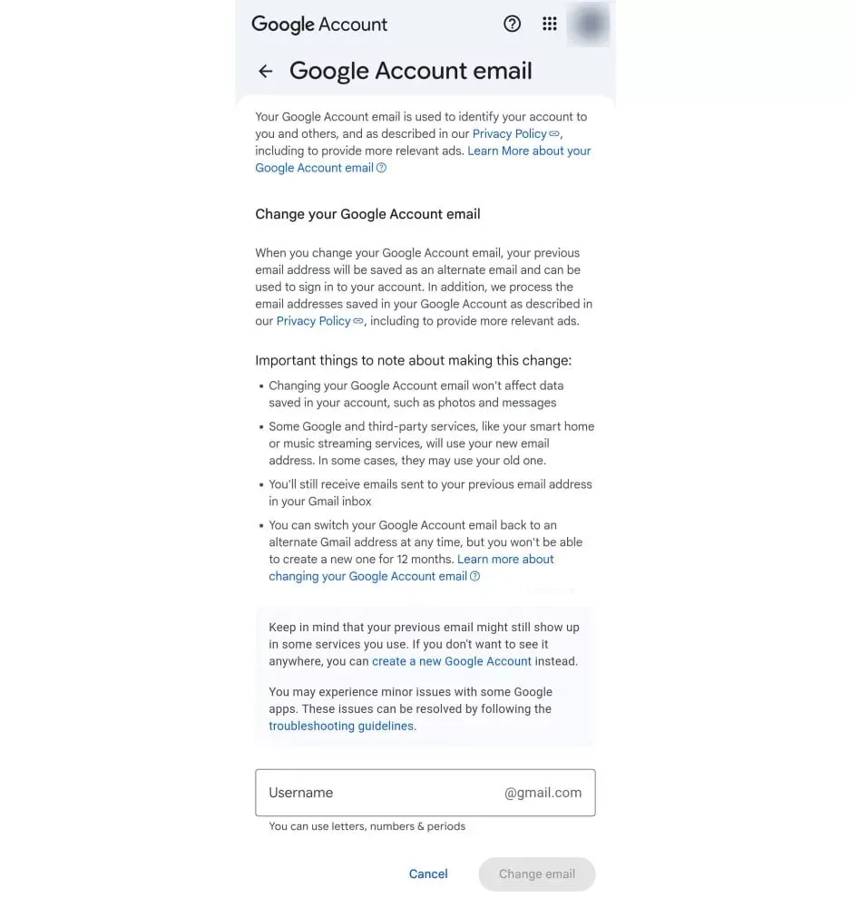 آموزش تغییر آدرس جیمیل