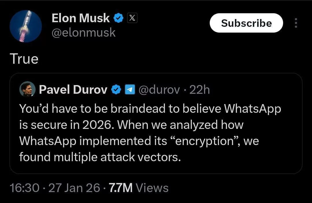 واکنش ایلان ماسک به شکایت علیه واتس اپ