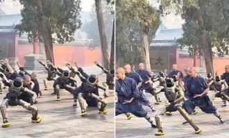 حرکات رزمی ربات‌های انسان‌نما در معبد شائولین