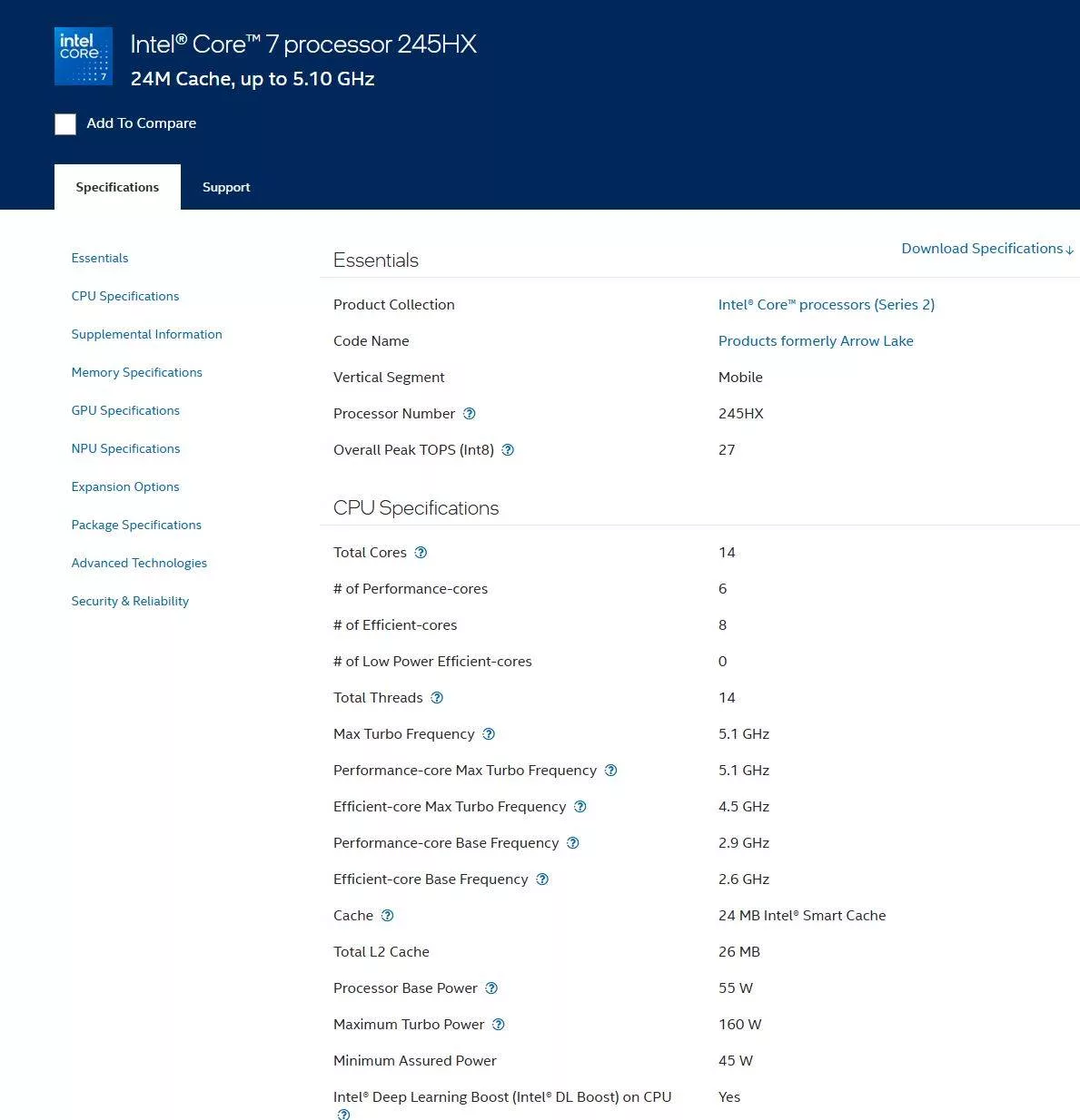 پردازنده اینتل Core 7 245HX بی‌سروصدا معرفی شد؛ همان Core Ultra 5 235HX با نام جدید