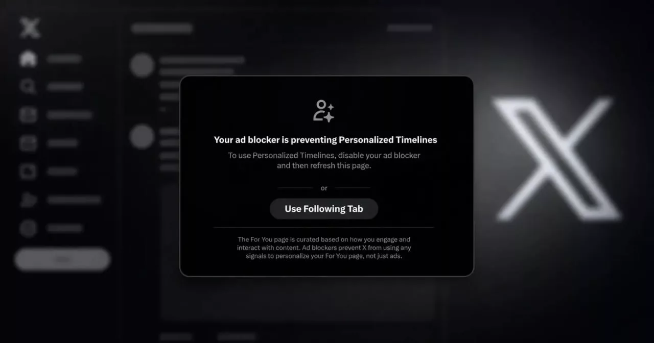هشدار جدید ایکس به برخی کاربران: اد بلاکر مانع از نمایش تب For You می‌شود