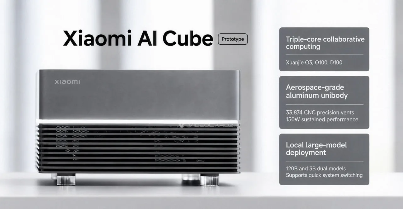 مینی پی‌سی شیائومی AI Cube با سه تراشه جدید XRING معرفی شد